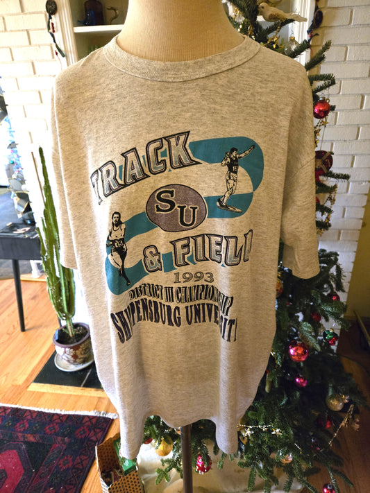 Vintage Shippensburg University Track T Shirt from the 90s by Russell Athletic