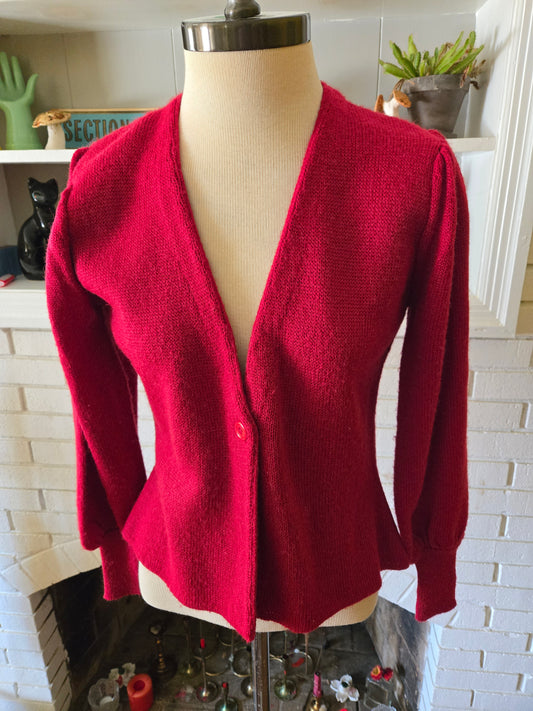 Vintage Long Sleeve One Button Cardigan Sweater by Tres-Elle