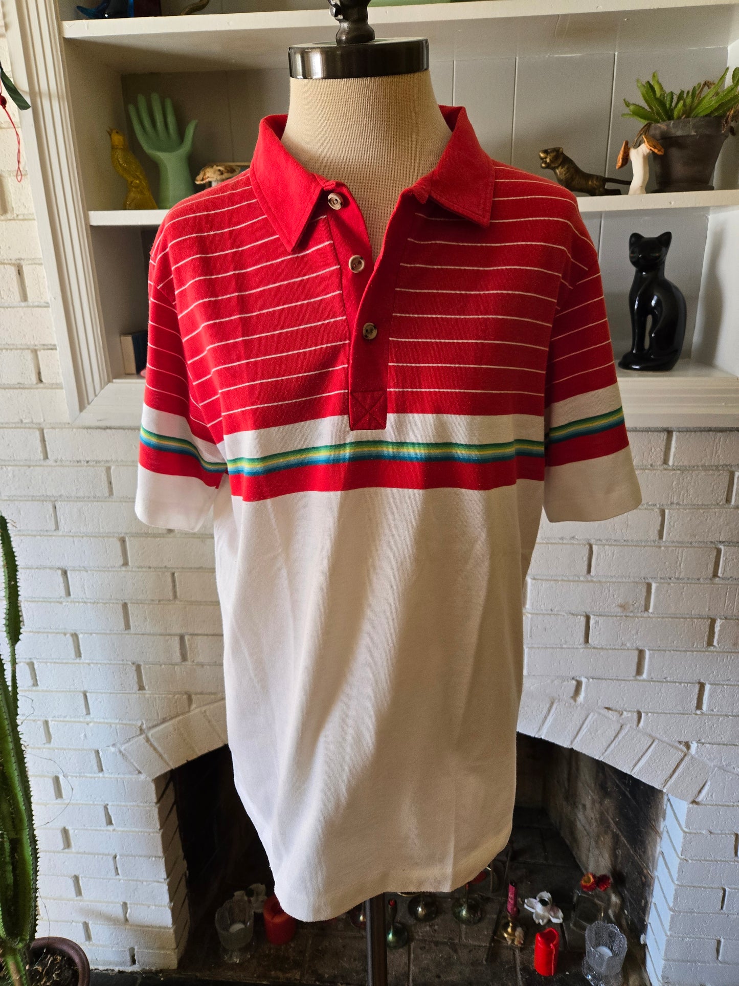 Vintage Short Sleeve Striped Polo Shirt by Ocean Pacific