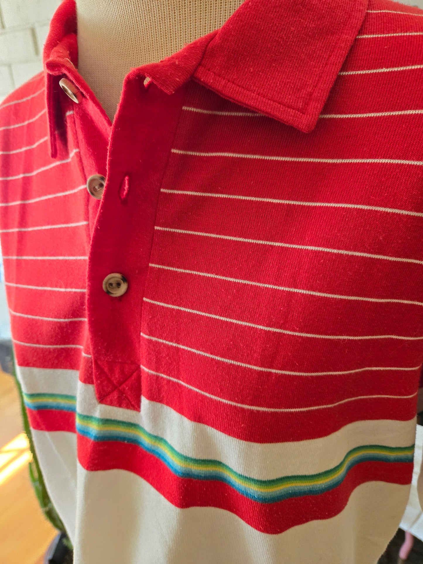 Vintage Short Sleeve Striped Polo Shirt by Ocean Pacific