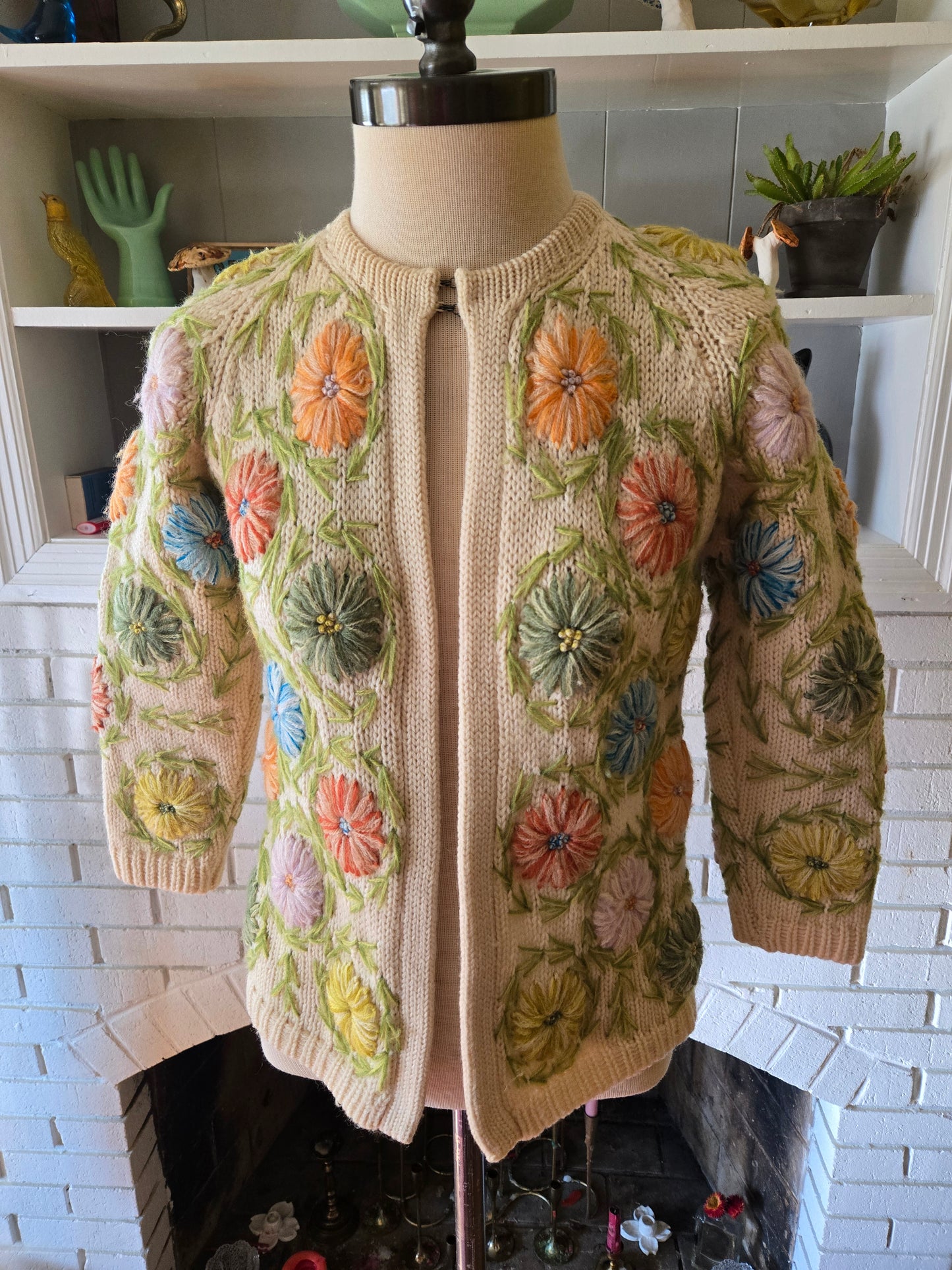 Vintage Long Sleeve Wool Floral Sweater by Carina