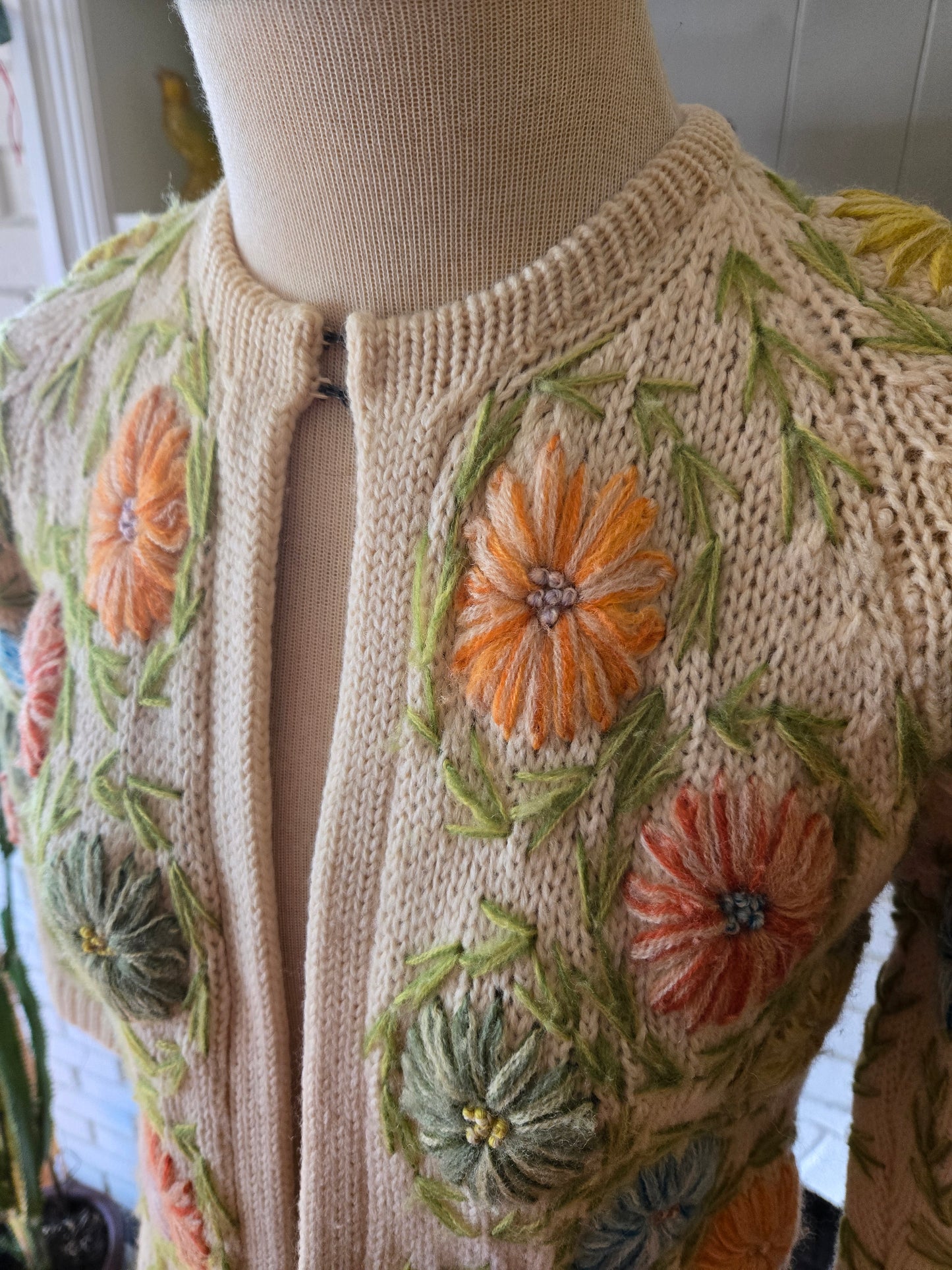 Vintage Long Sleeve Wool Floral Sweater by Carina