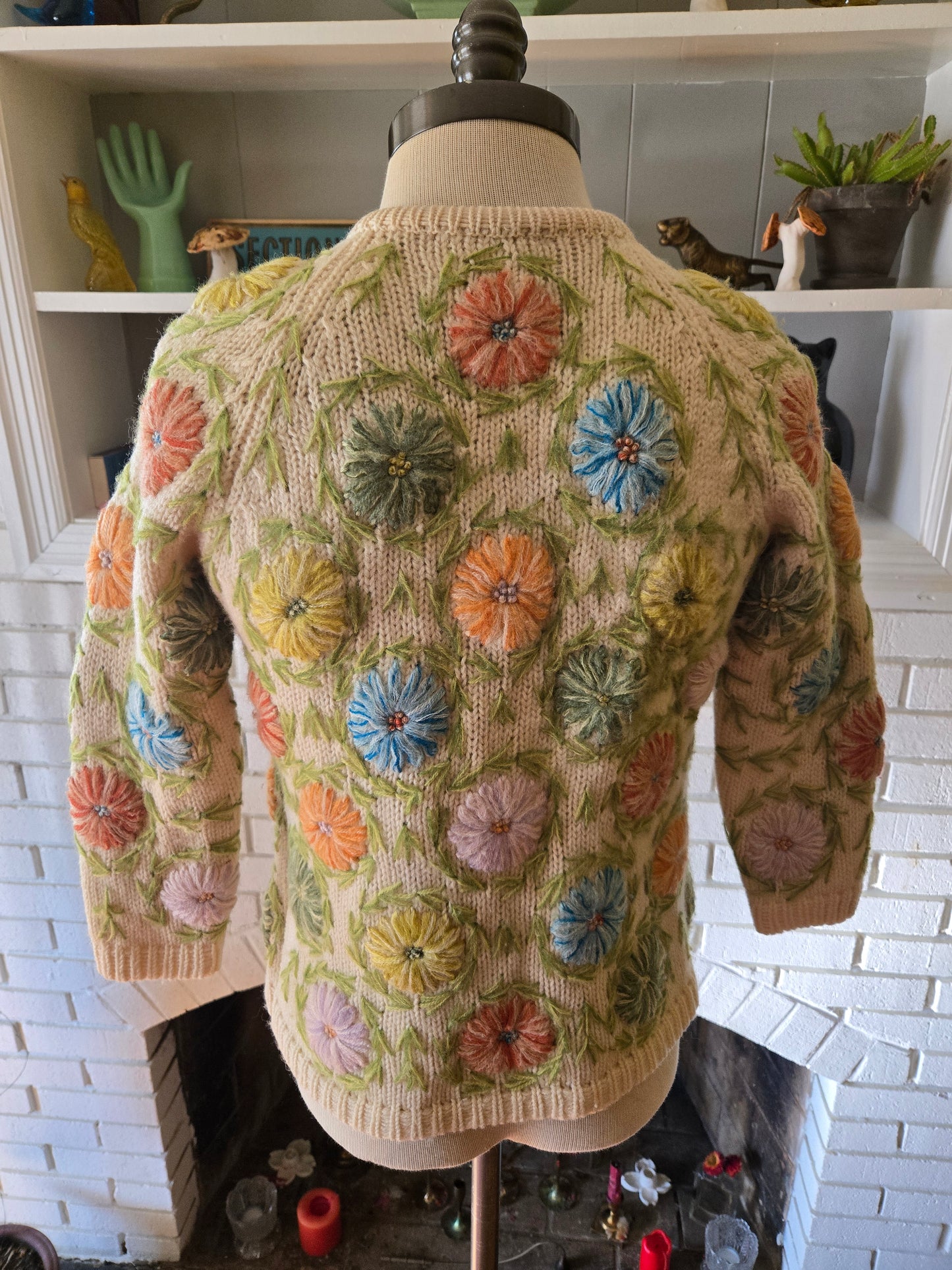 Vintage Long Sleeve Wool Floral Sweater by Carina