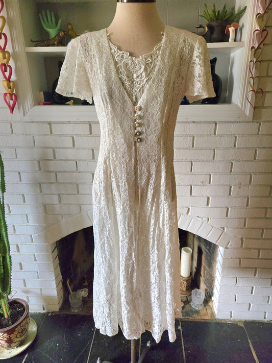 Vintage Short Sleeve Lacy Dress by Dawn Joy