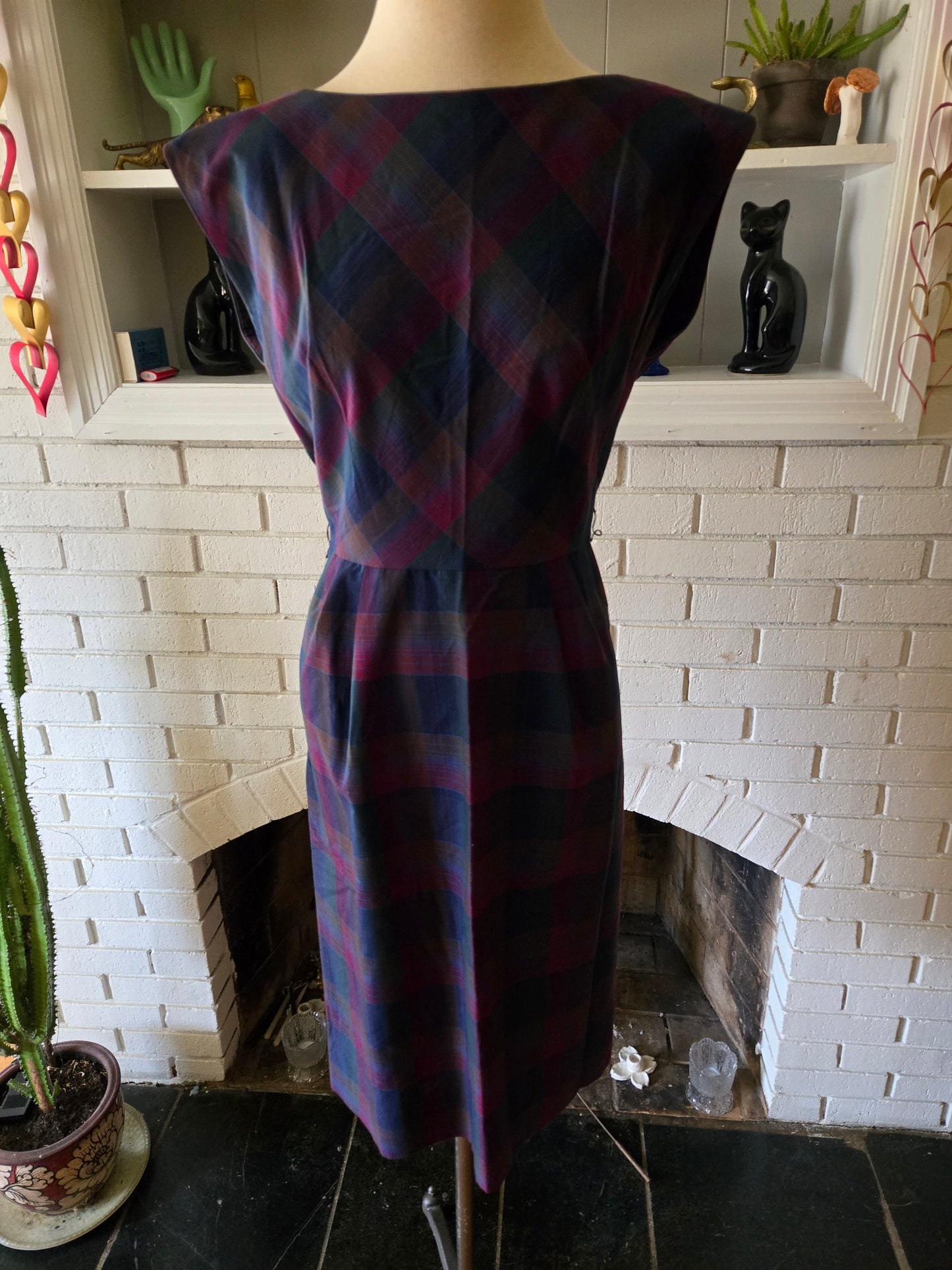 Vintage Sleeveless Plaid Dress by Stephan Ltd.