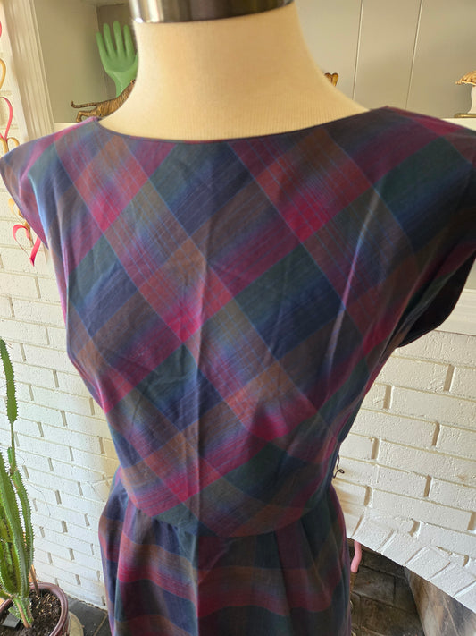 Vintage Sleeveless Plaid Dress by Stephan Ltd.