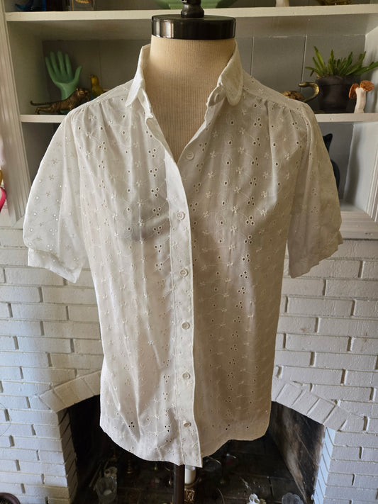 Vintage Short Sleeve White Blouse by Wrangler