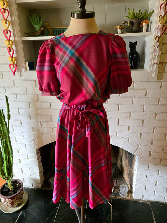 Vintage Short Sleeve Plaid Dress by Eber