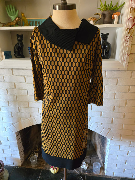 Vintage Short Sleeve Honeycomb Dress