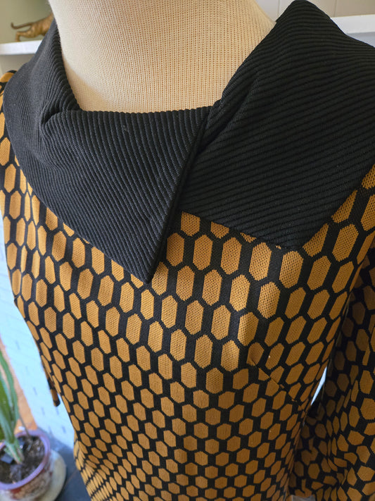 Vintage Short Sleeve Honeycomb Dress