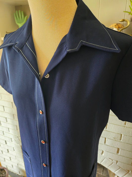 Vintage Short Sleeve Western Snap Dress by Lee Workables