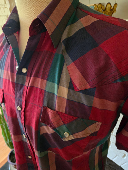 Vintage Short Sleeve Button Down Western Snap Shirt by Ely Plains