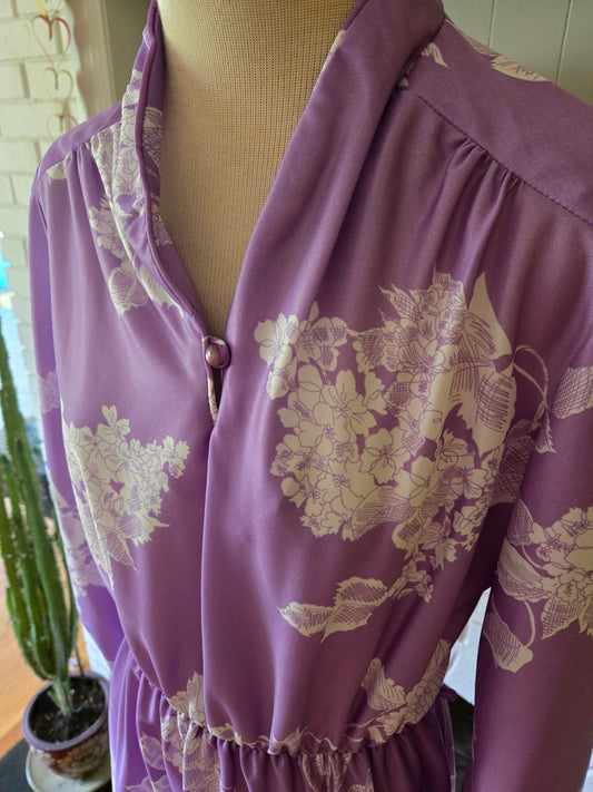 Vintage Long Sleeve Floral Print Dress