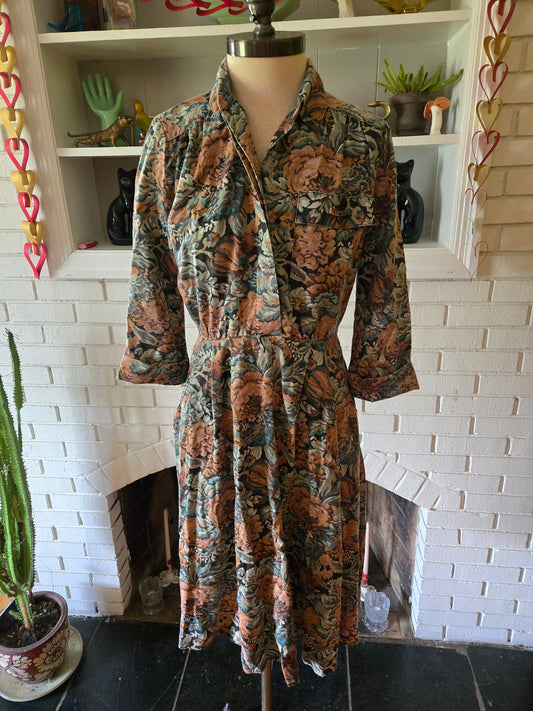 Vintage Long Sleeve Floral Print Dress by S.L. Petites