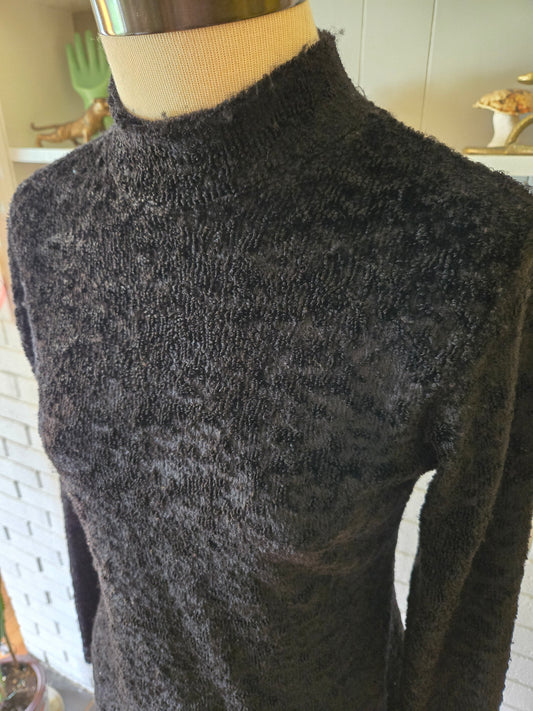 Vintage Long Sleeve Black Dress by Knit Works