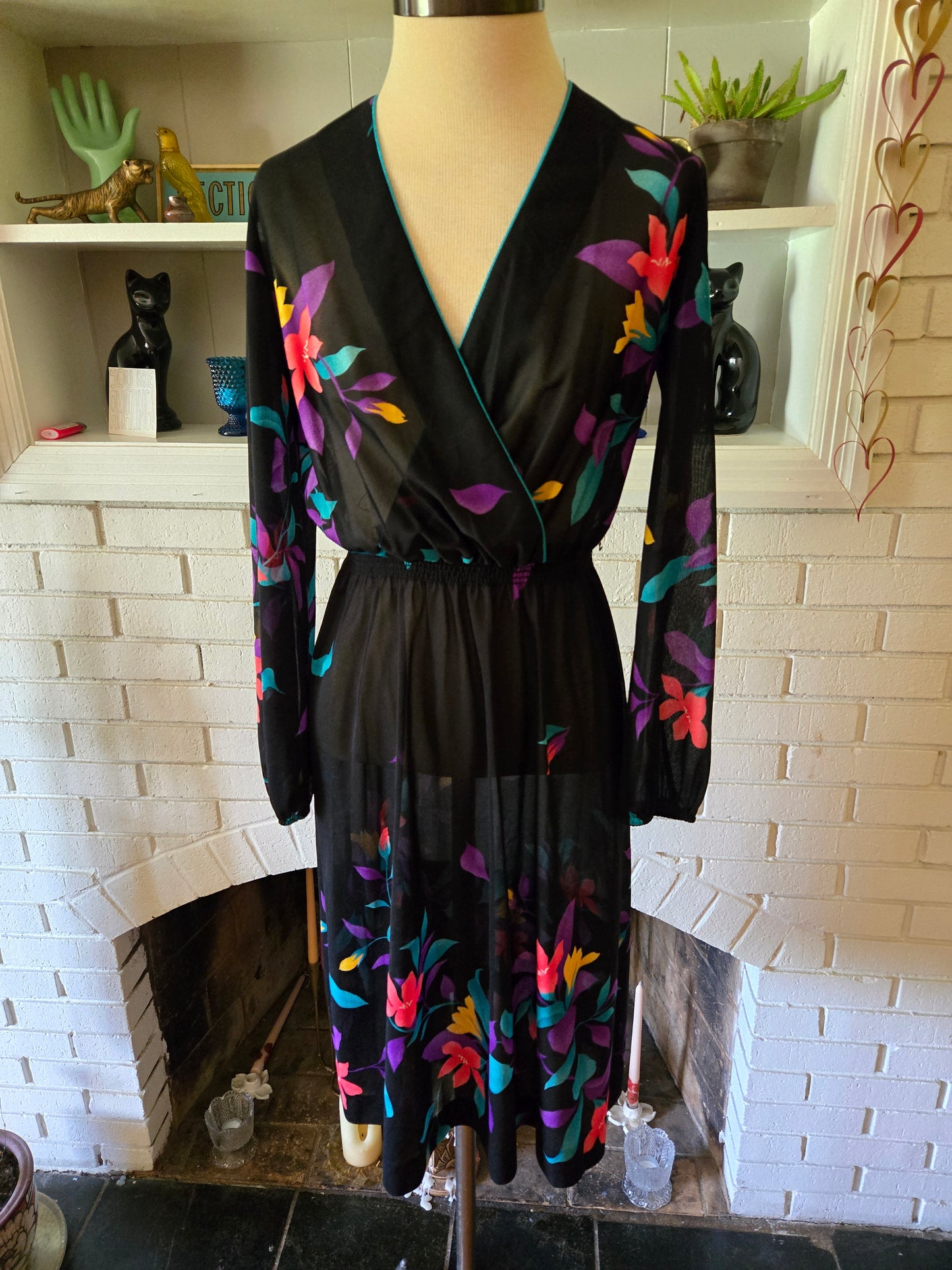 Vintage Long Sleeve Floral Print Dress by PBJ