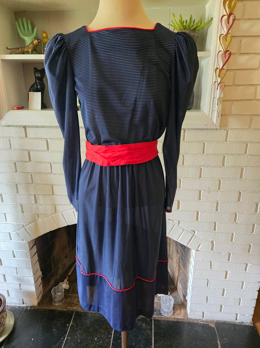 Vintage Long Sleeve Striped Dress