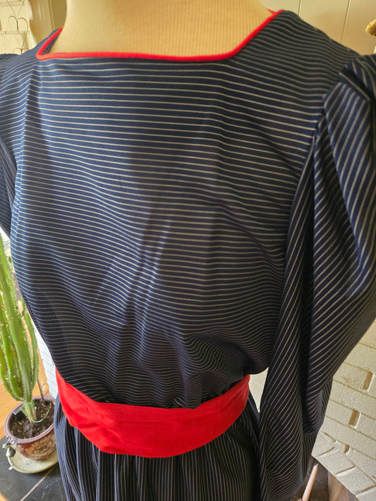 Vintage Long Sleeve Striped Dress