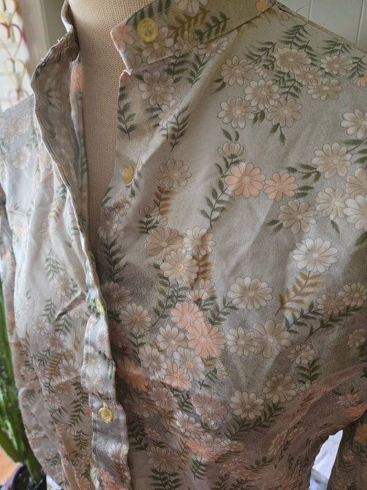 Vintage Long Sleeve Floral Print Blouse by Tucci