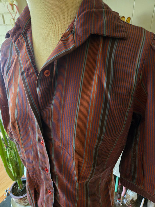 Vintage Short Sleeve Striped Blouse by Sun N Fun