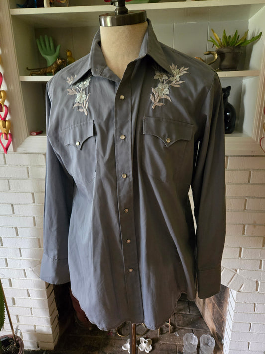 Vintage Long Sleeve Button Down Western Snap Shirt by Chute #1