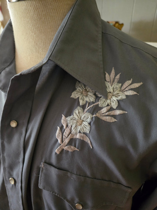 Vintage Long Sleeve Button Down Western Snap Shirt by Chute #1