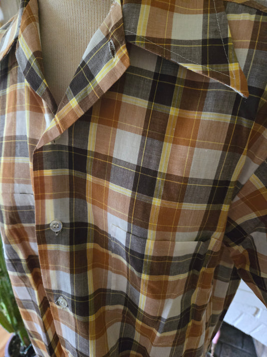 Vintage Short Sleeve Button Down Plaid Shirt by JC Penney