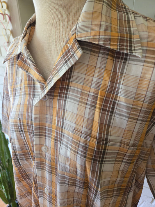 Vintage Short Sleeve Button Down Plaid Shirt by JC Penney