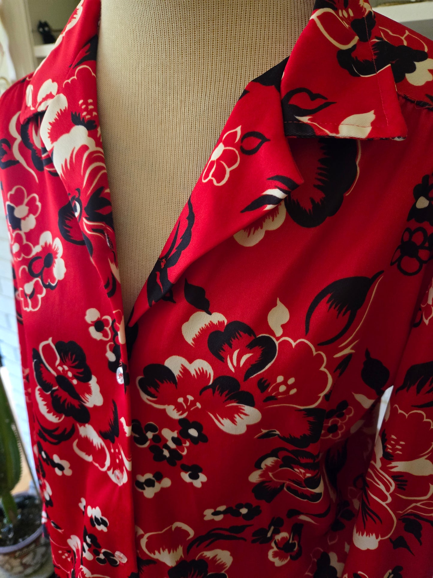 Vintage Long Sleeve Floral Print Blouse