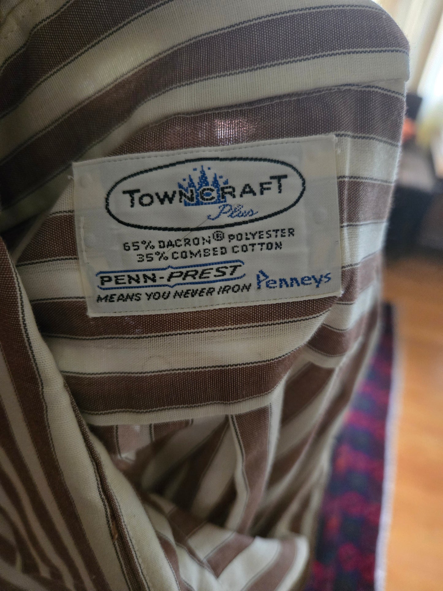Vintage Short Sleeve Button Down Striped Shirt by Towncraft