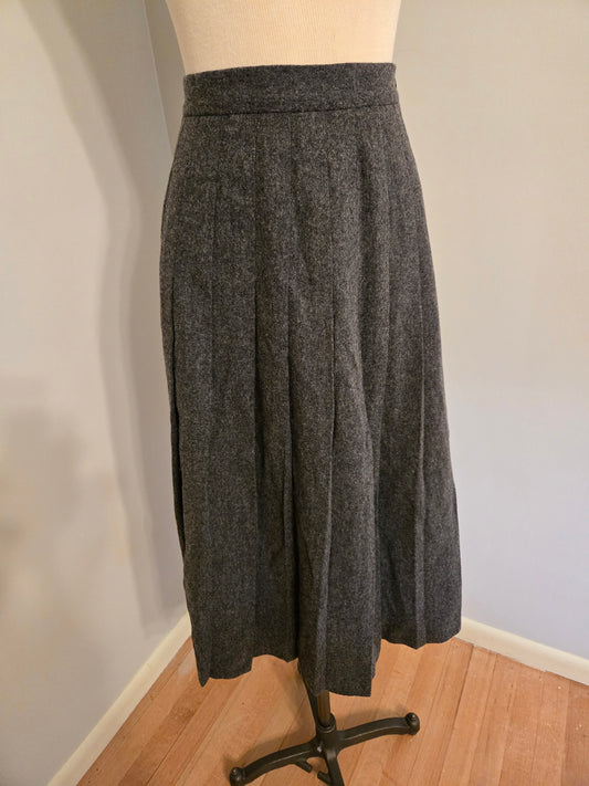 Vintage Gray Wool Pleated Skirt by LL Bean