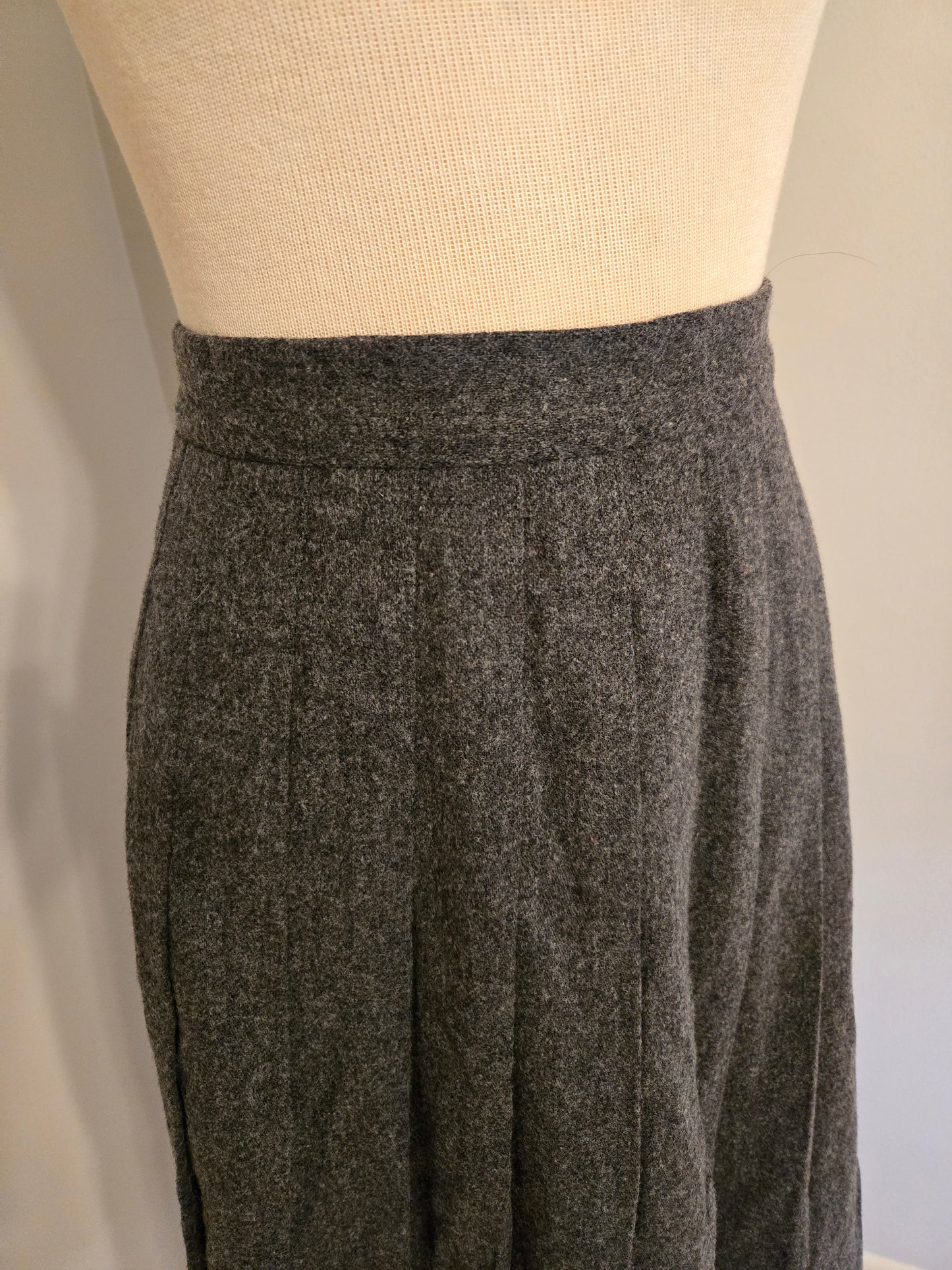 Vintage Gray Wool Pleated Skirt by LL Bean