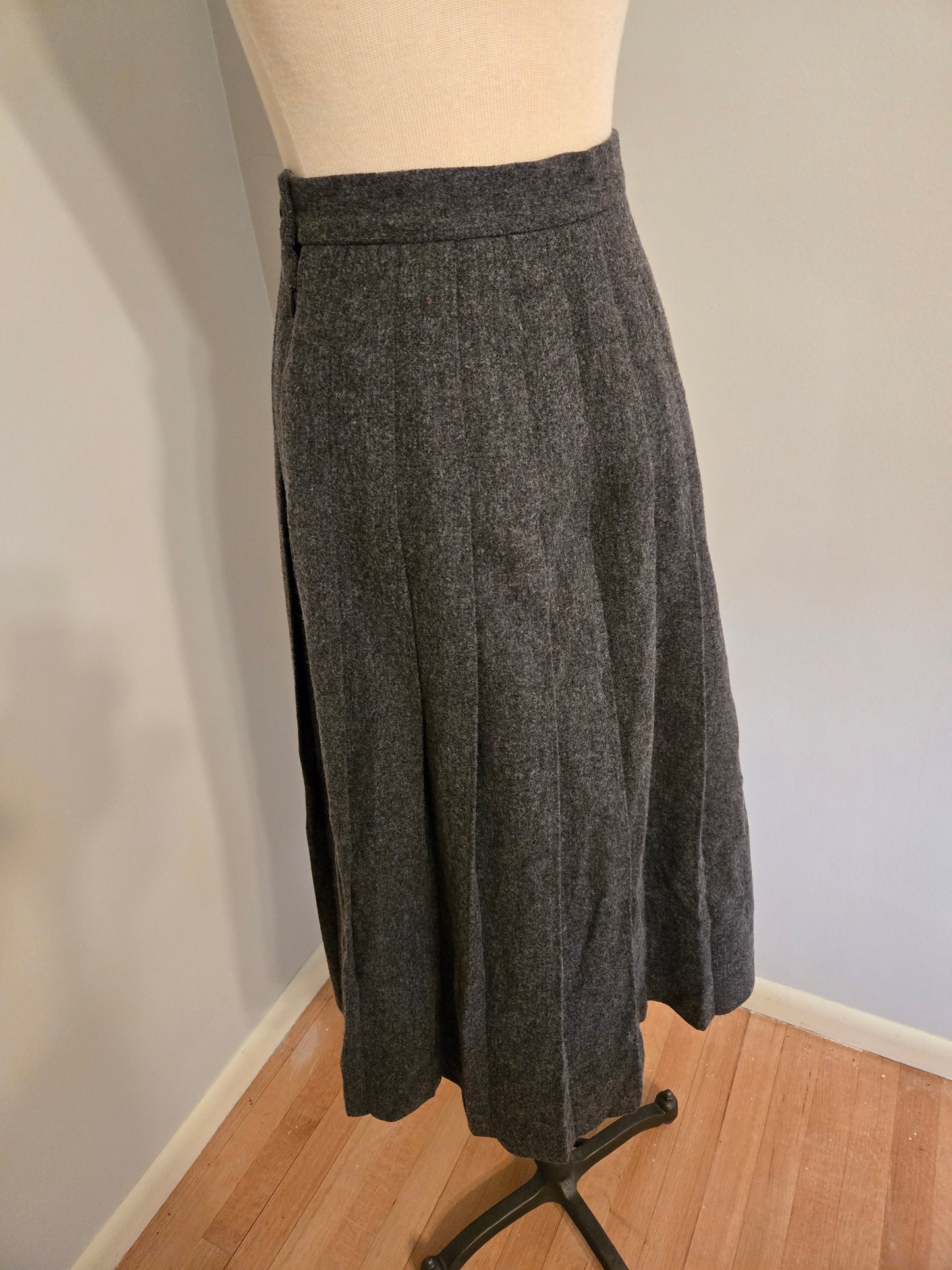 Vintage Gray Wool Pleated Skirt by LL Bean