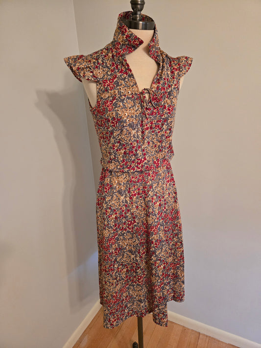 Vintage Sleeveless Floral Print Dress