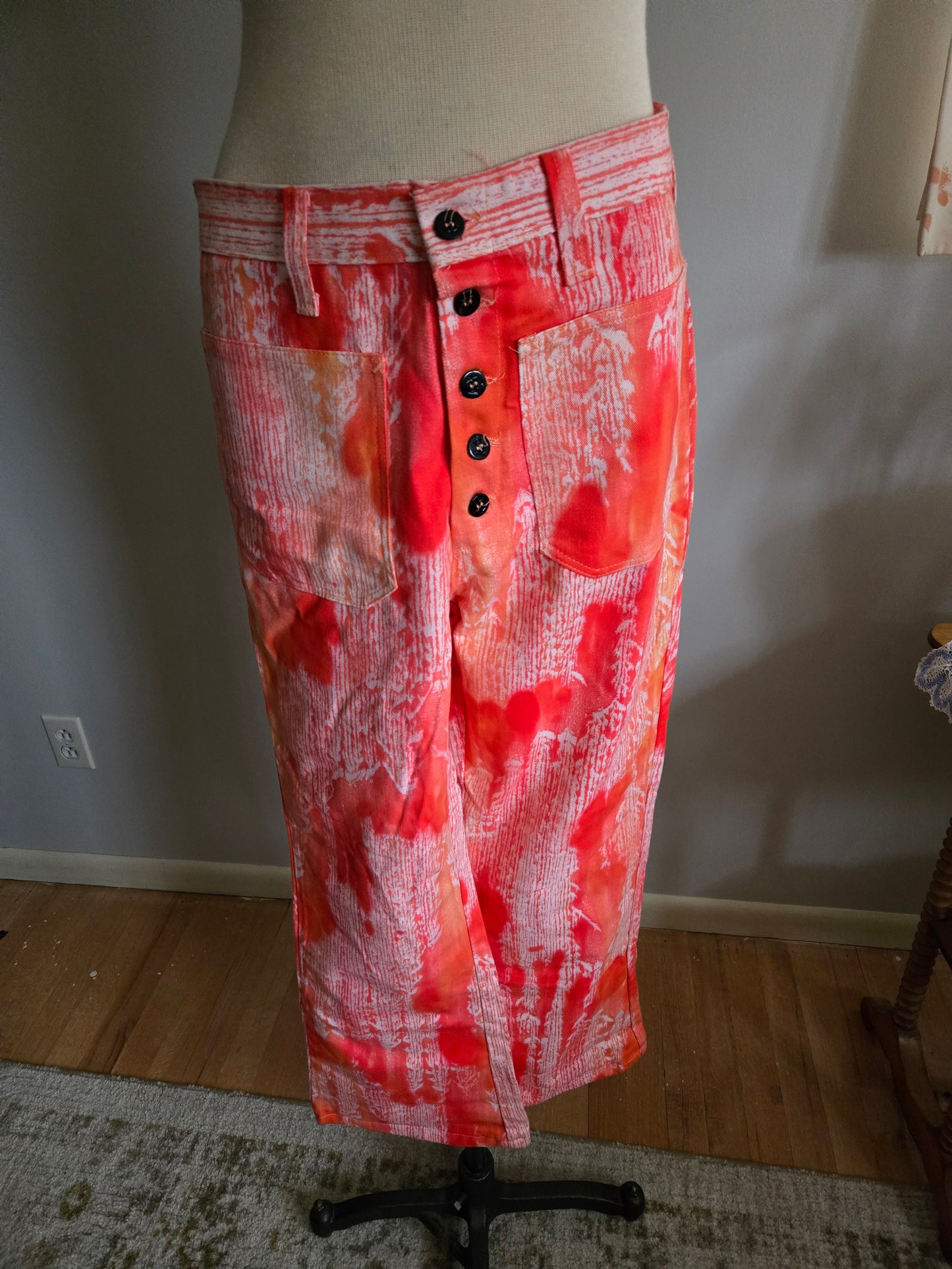 Vintage Orange and White Flare Pants by Towncraft