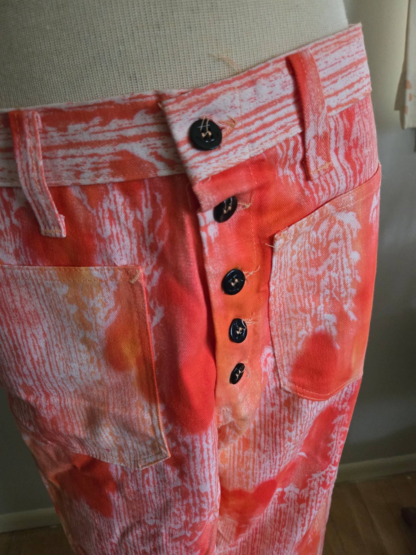 Vintage Orange and White Flare Pants by Towncraft
