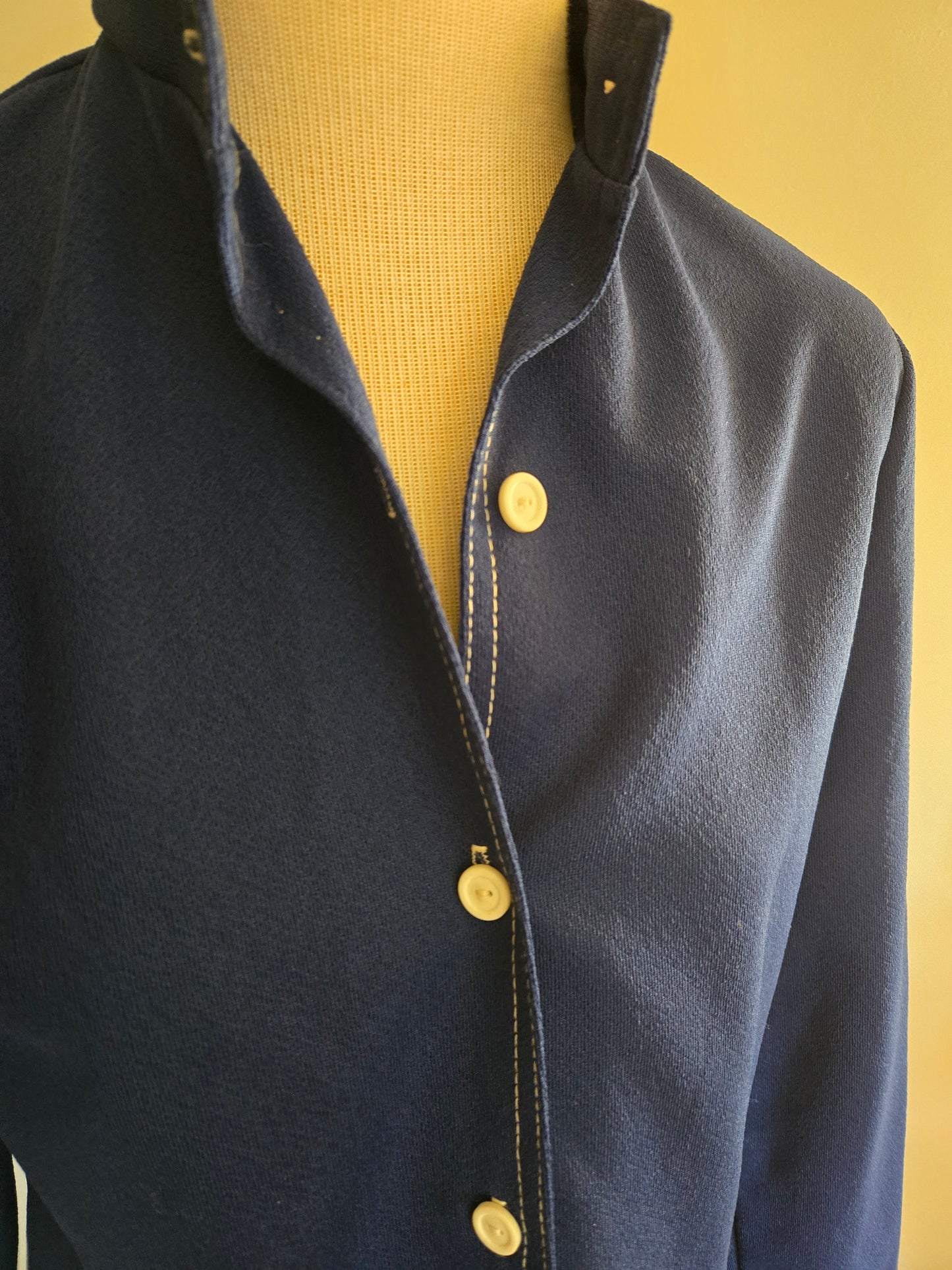 Vintage Long Sleeve Dark Blue Blouse