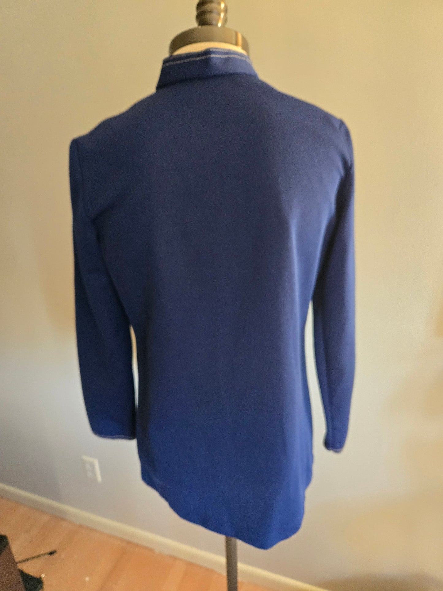 Vintage Long Sleeve Dark Blue Blouse