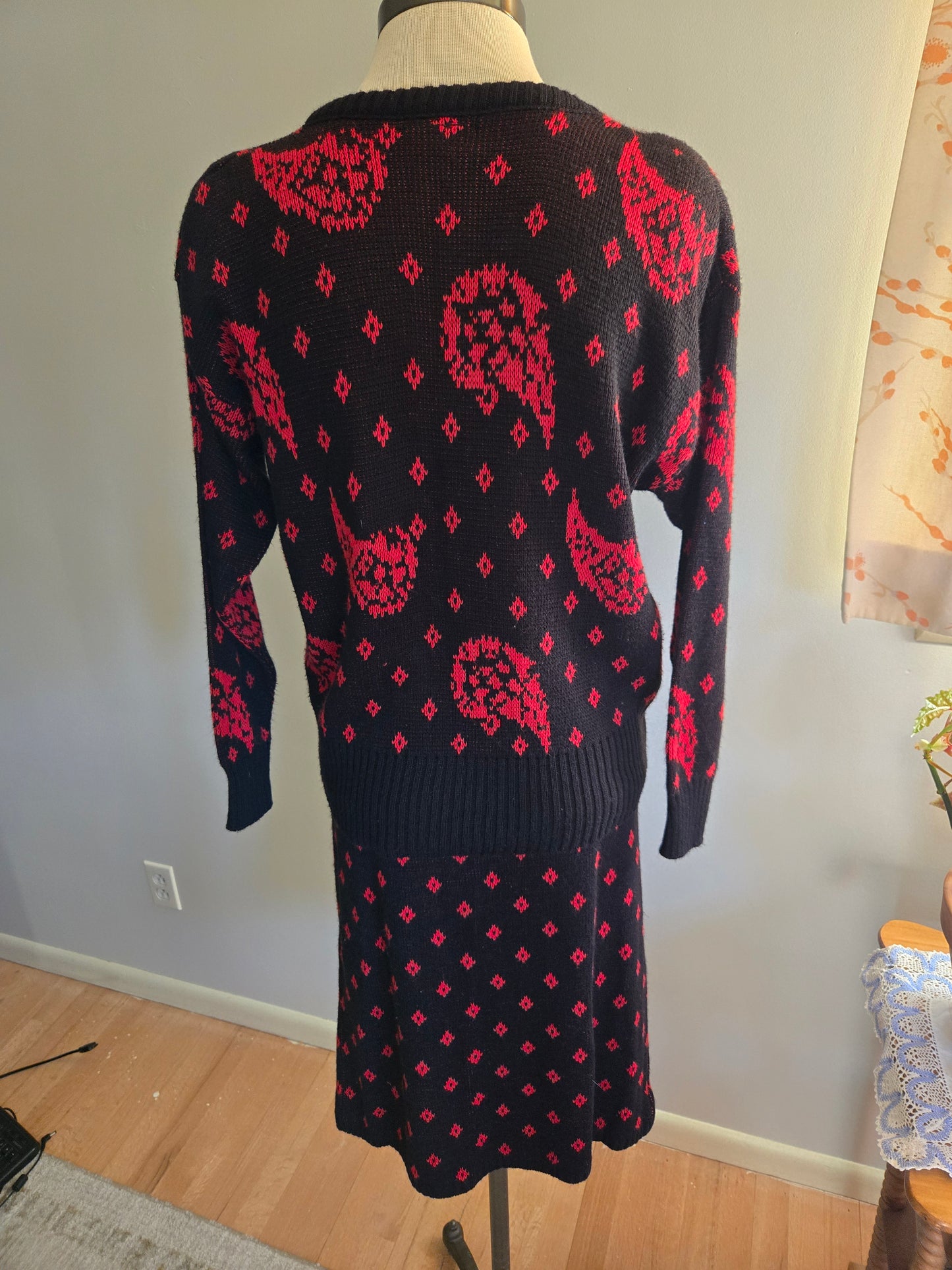 Vintage Two Piece Skirt and Sweater Set by Wiz