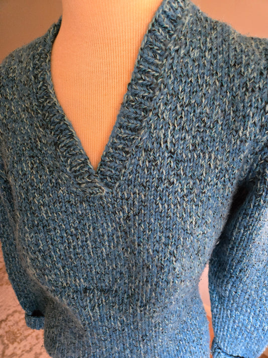 Vintage Blue Vee Neck Sweater