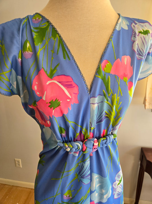 Vintage Sleeveless Floral Print Dress