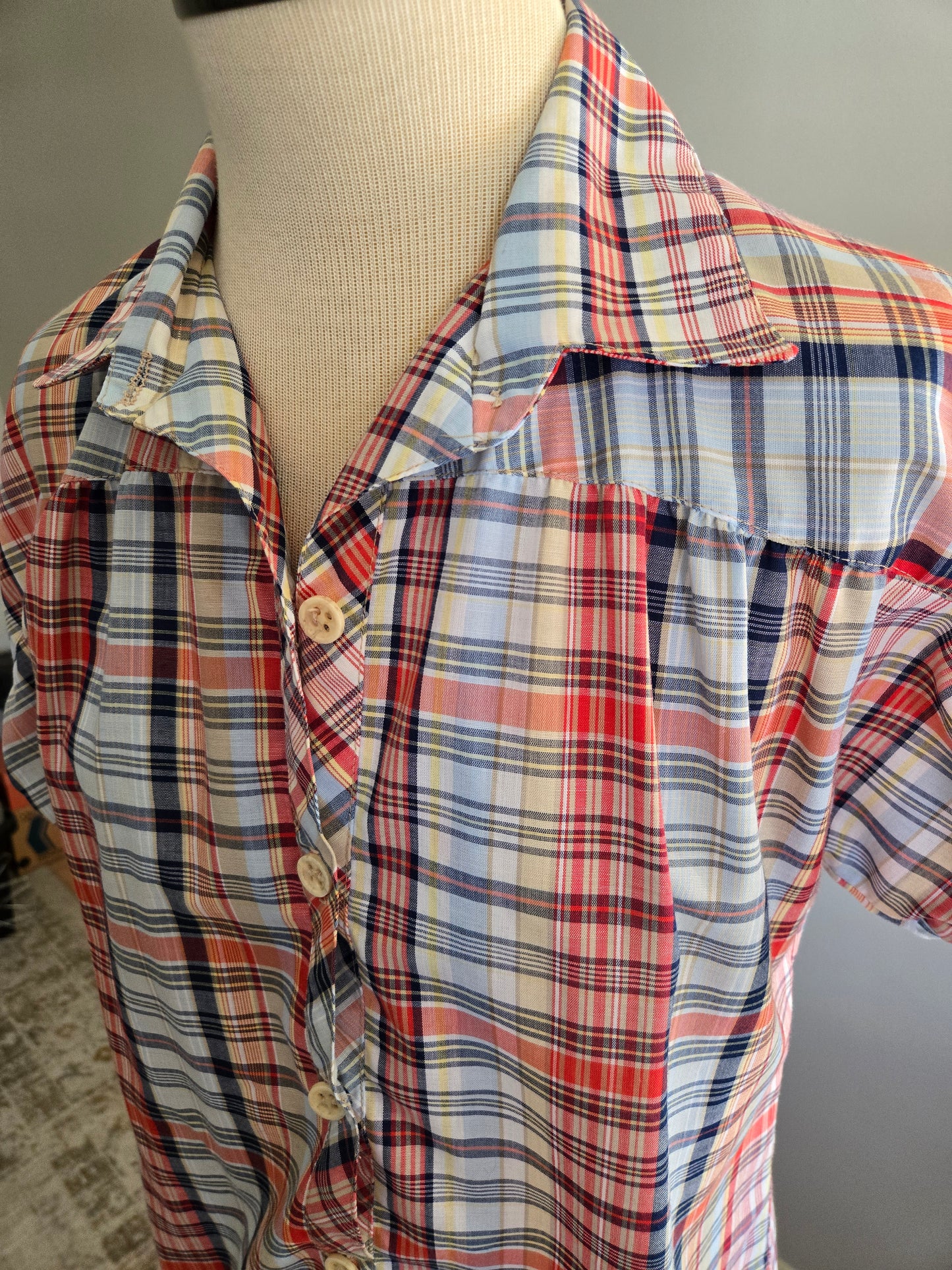 Vintage Short Sleeve Plaid Blouse by Tomboy