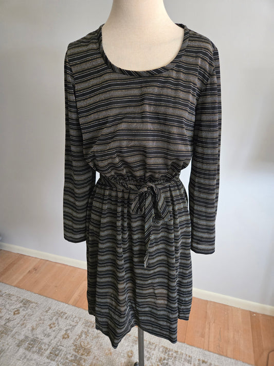 Vintage Long Sleeve Shimmery Striped Dress by Kenny Classics