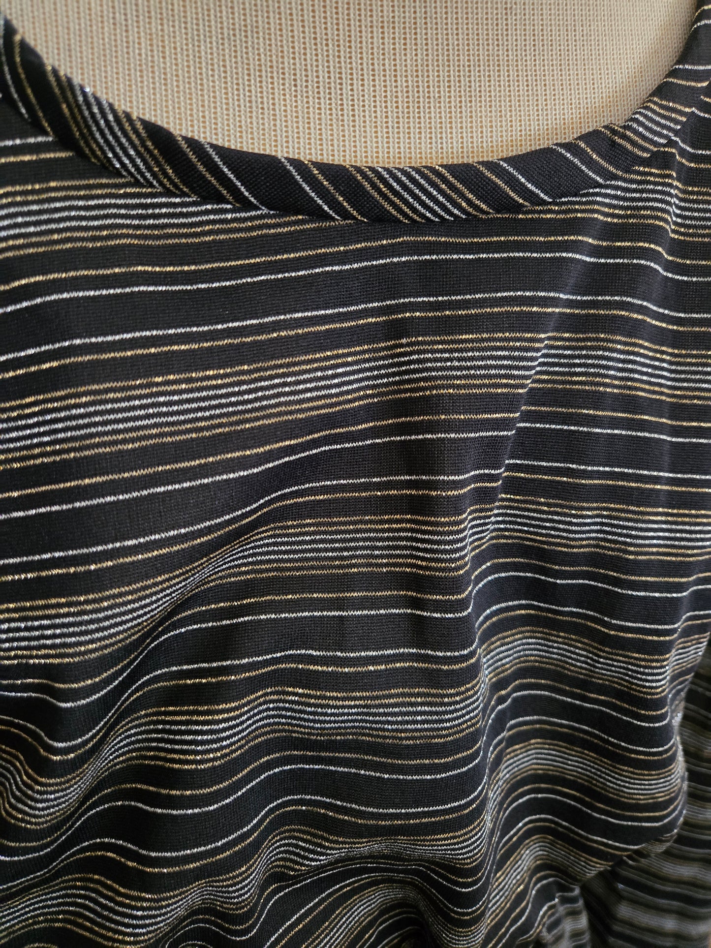 Vintage Long Sleeve Shimmery Striped Dress by Kenny Classics