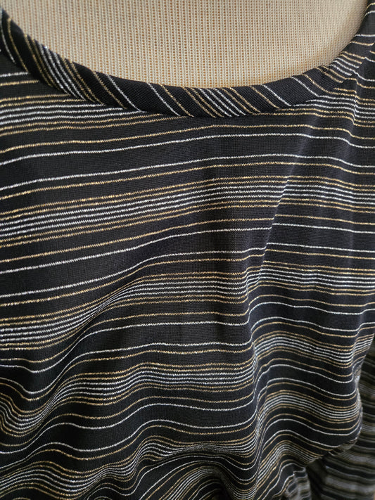 Vintage Long Sleeve Shimmery Striped Dress by Kenny Classics