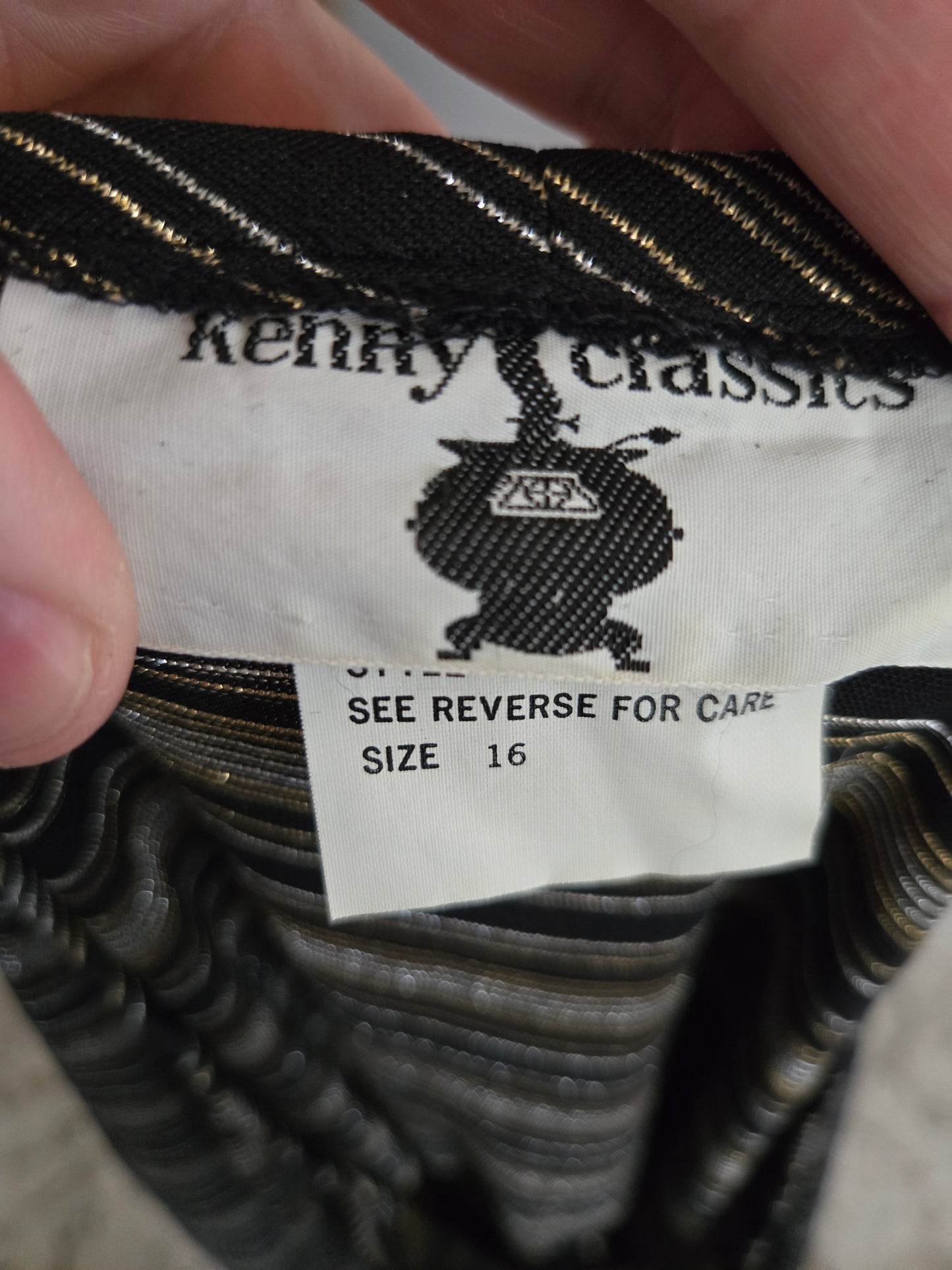 Vintage Long Sleeve Shimmery Striped Dress by Kenny Classics