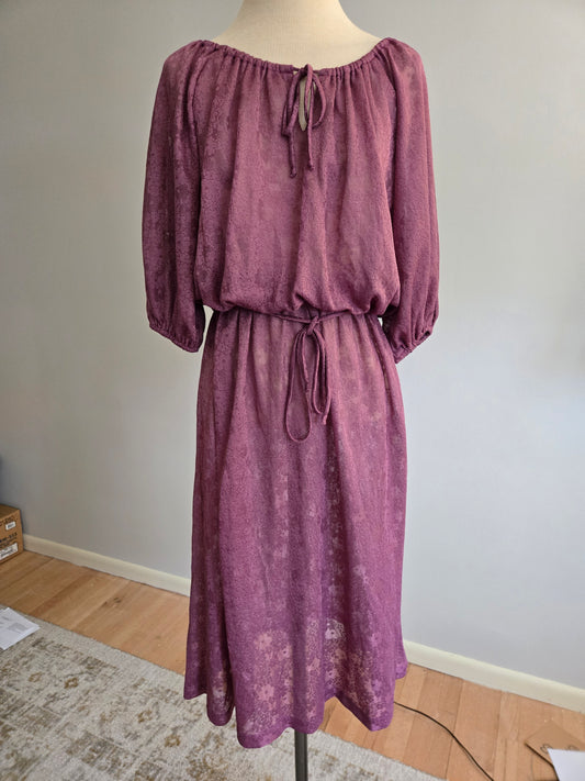 Vintage Short Sleeve Purple Floral Dress