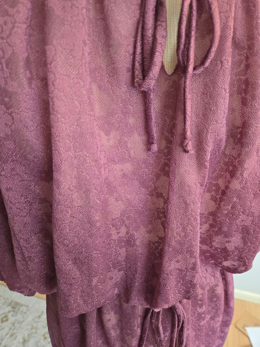 Vintage Short Sleeve Purple Floral Dress