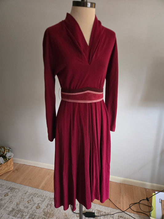 Vintage Long Sleeve Maroon Dress by Samuel Spigel