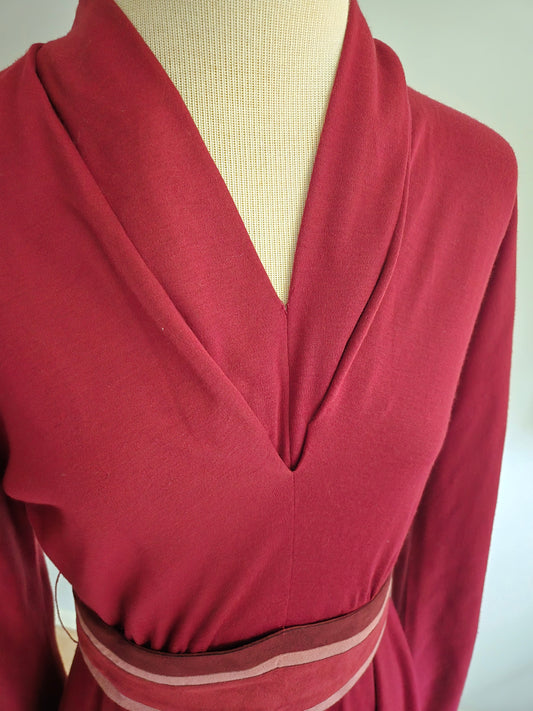 Vintage Long Sleeve Maroon Dress by Samuel Spigel